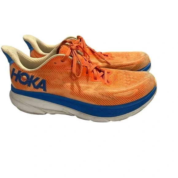 Hoka Clifton 9 Men’s Running Shoe Blue Vibrant Orange Meta Rocker Sneakers - Picture 2 of 10